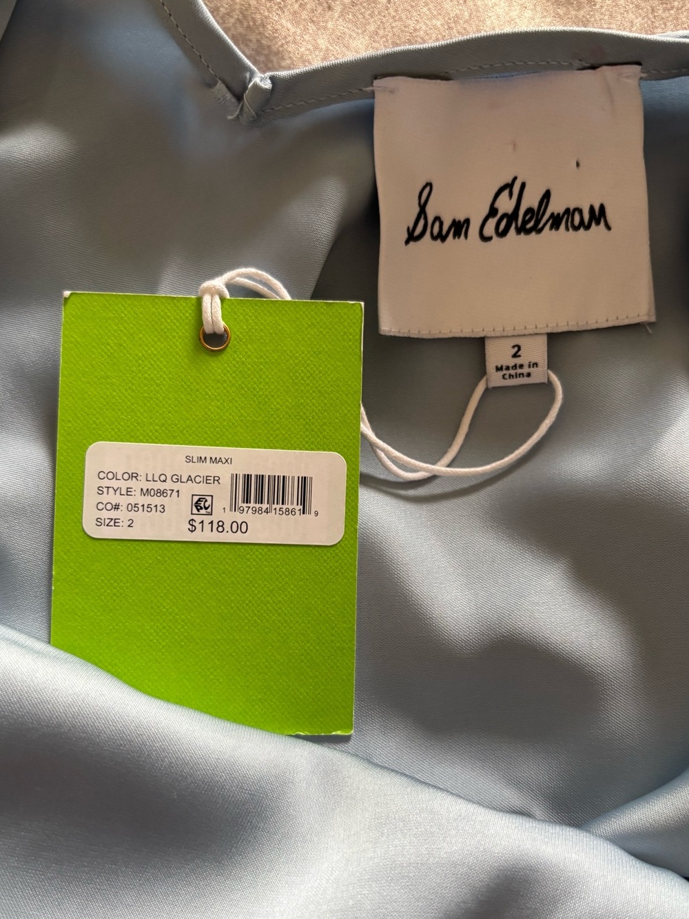 Sam Edelman Dusty Blue Satin Maxi Dress - Picture 6 of 6